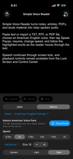 Simple Voice Reader screenshot 2