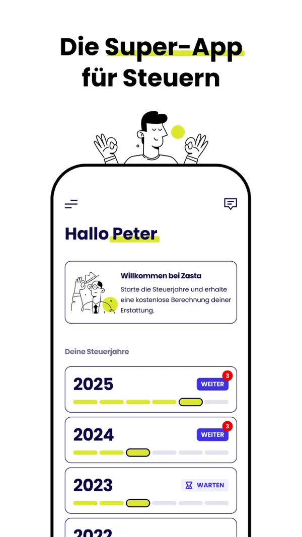 Zasta – Super-App für Steuern iPhone App Screenshot 3 – Finanzen