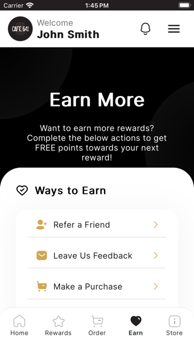 Cafe 641 Rewards Screenshot