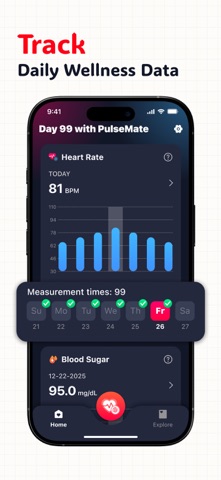 PulseMate · Heart Rate Monitor iPhone screenshot