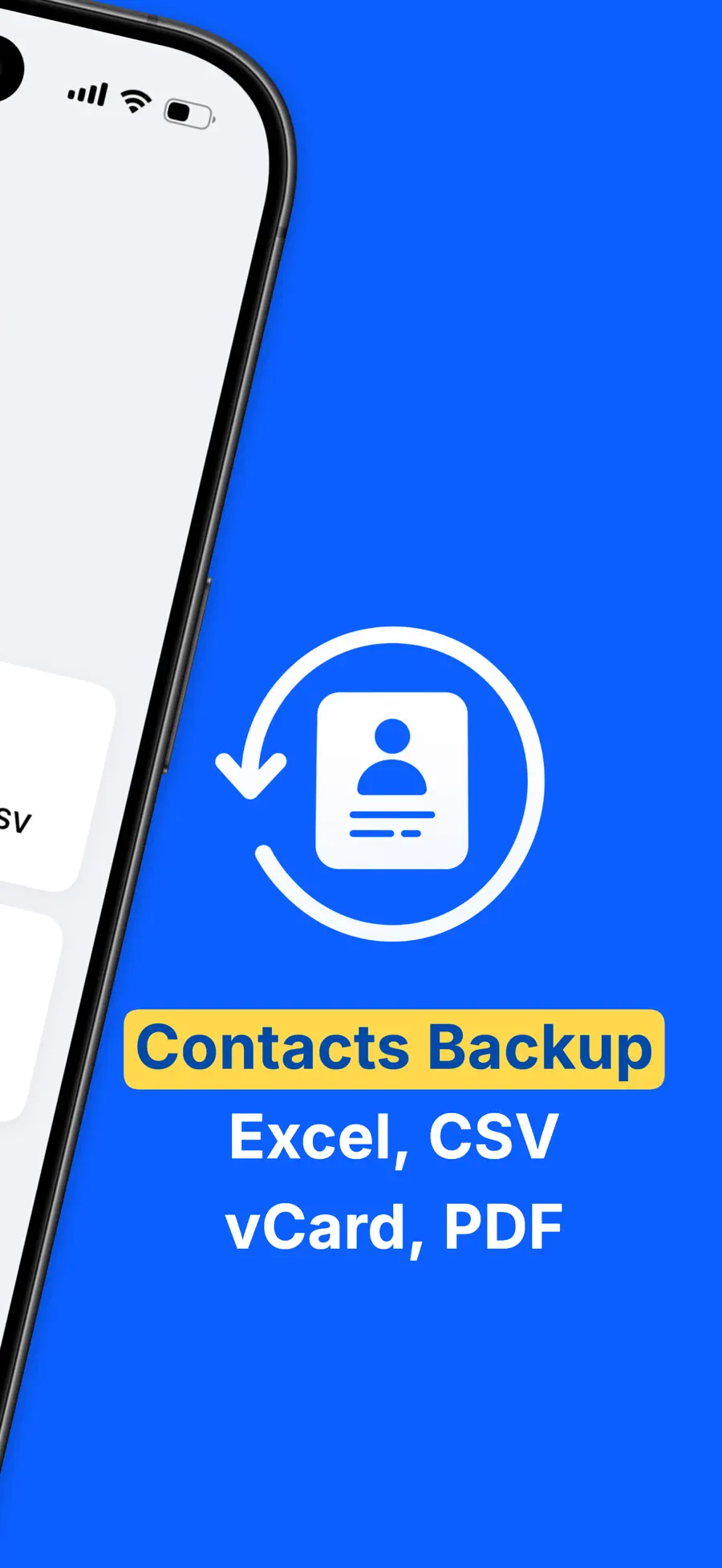 Contacts Backup & Transfer sur iPhone avec les contacts prêts à être exportés vers Excel, CSV, PDF ou vCard (2/6)