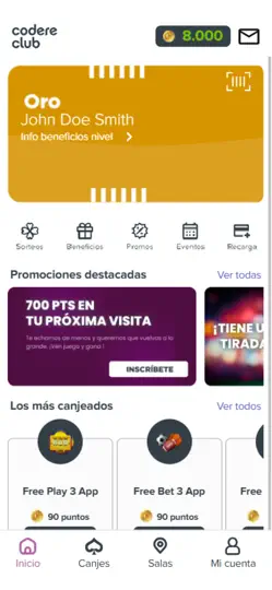 Captura de pantalla de Codere Club MX en iPhone 1