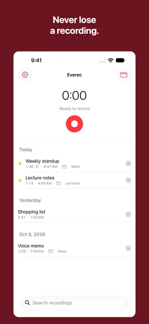 Everec – Voice Recorder screenshot 1