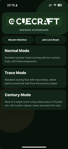 CueCraft Snooker Scoreboard Screenshot 1 of 10