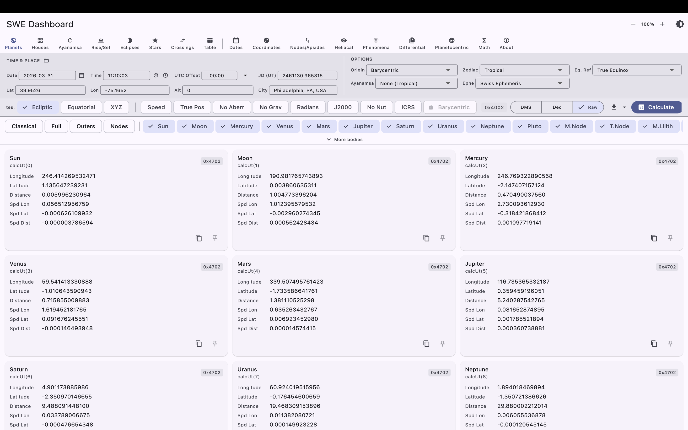 Ephemeris Dashboard screenshot 16