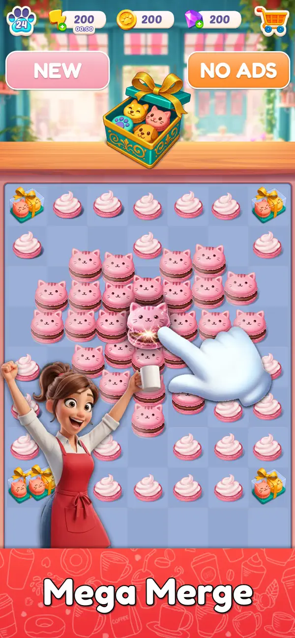 #1. Paws & Pastries: Merge Café (iOS) Przez: TreesPlease Games Ltd