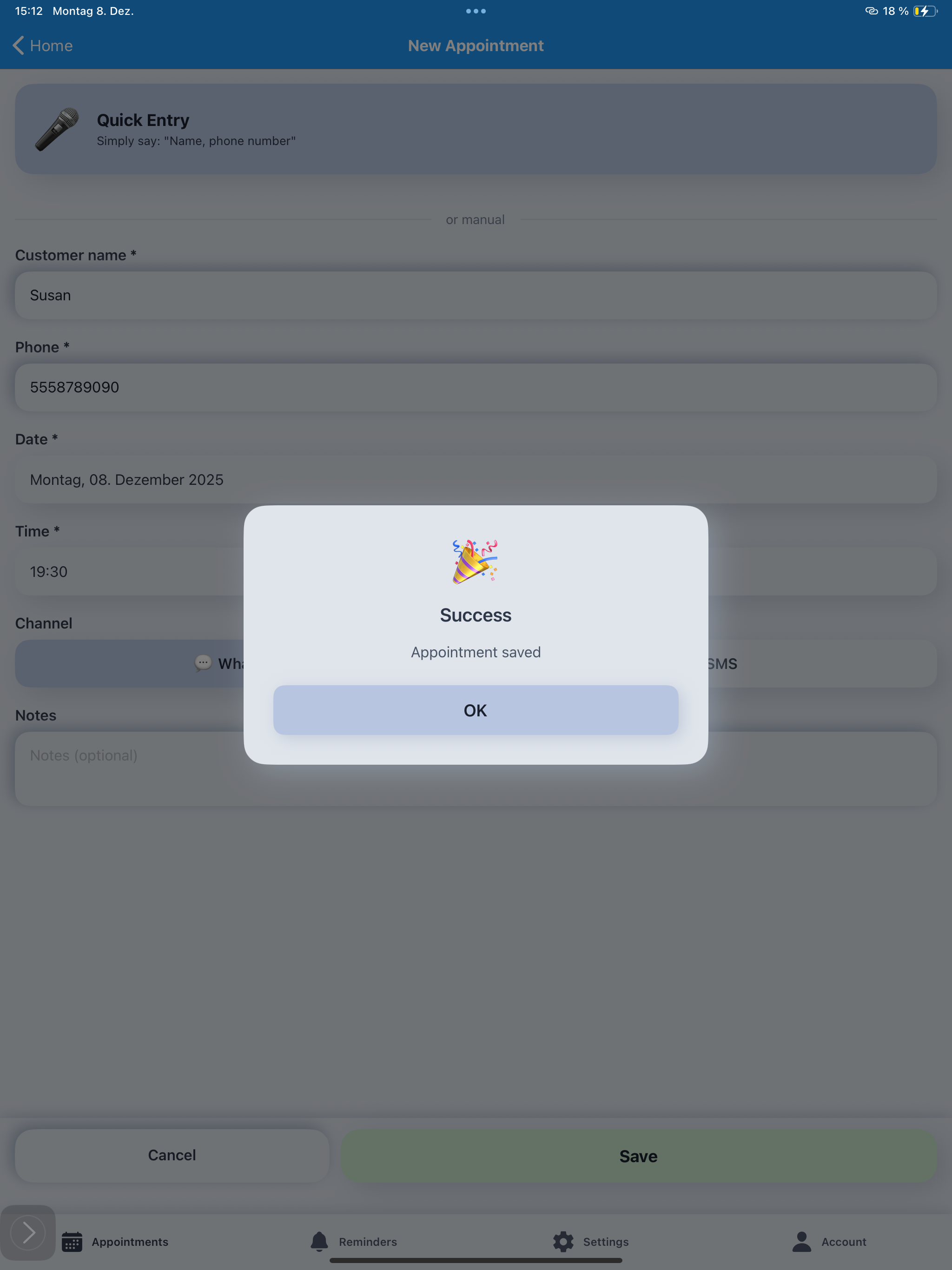 Tamea: Appointment Booking