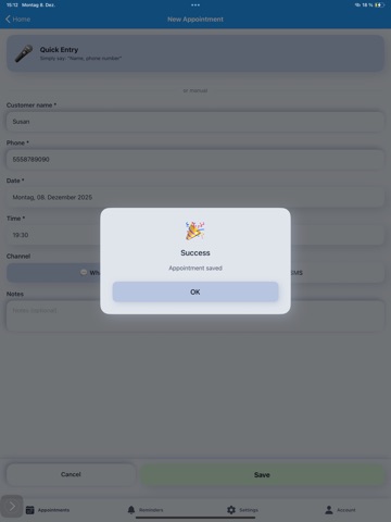 Tamea: Appointment Booking iPad screenshot