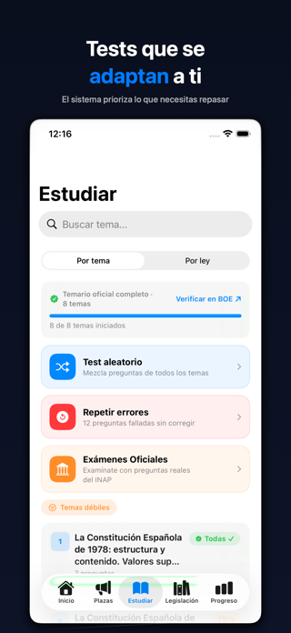 Opositor: Tests y Simulacros Screenshot 2 of 8