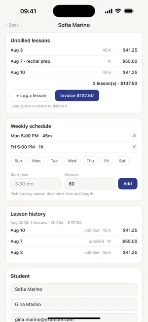 Lesson Ledger: Tutor Billing screenshot 3