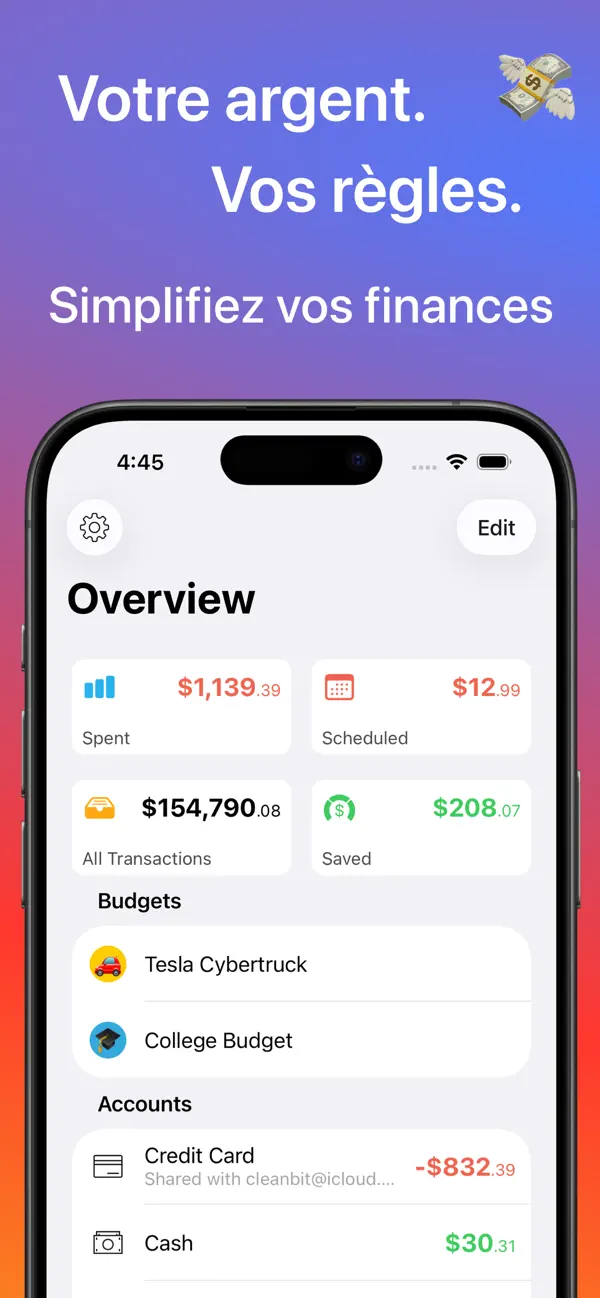 Screenshot #1 pour Money-Budget & Suivi Dépenses