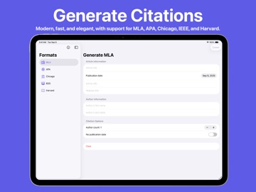 Citations iPad screenshot