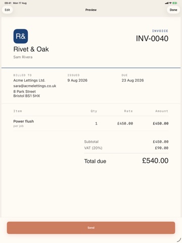 SoloDock: Invoices and Jobs iPad screenshot