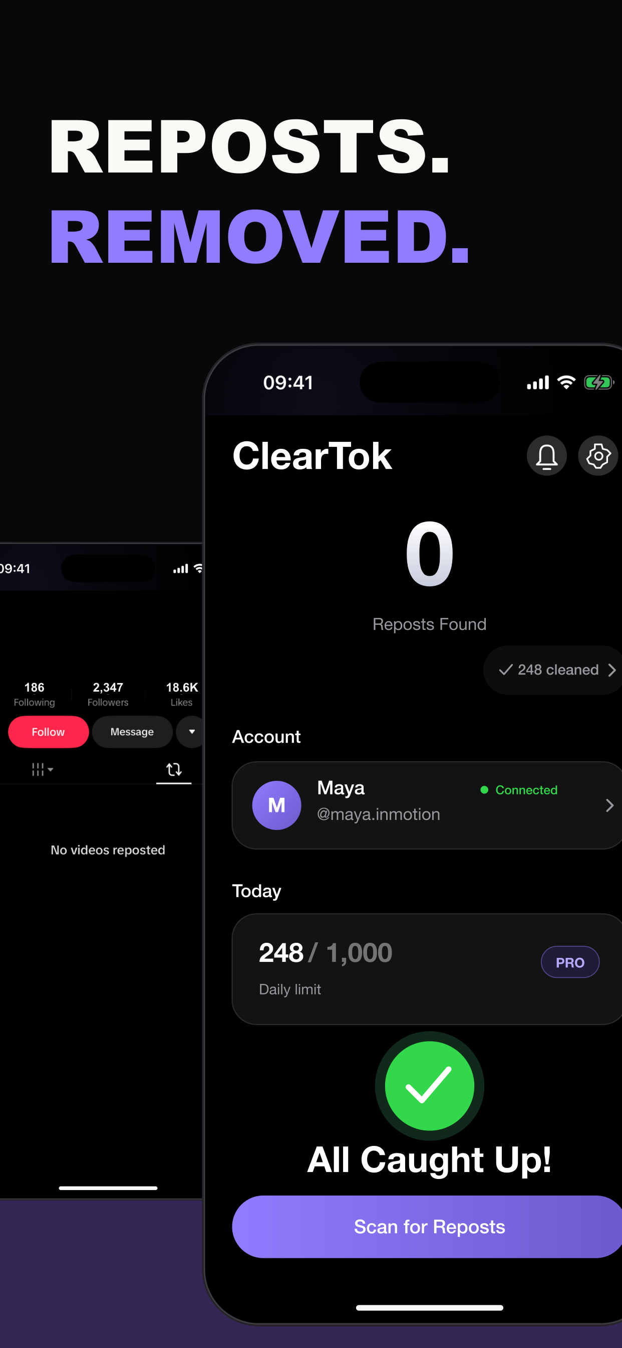 ClearTok: Repost Remover