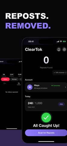 ClearTok: Repost Remover app screenshot