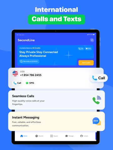 Second line: 2nd Phone Number・ iPad screenshot