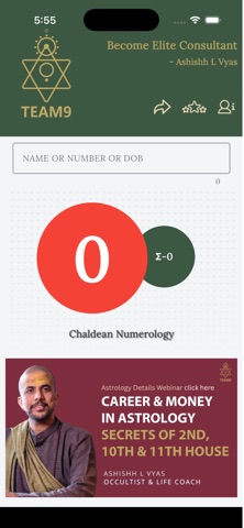 Numerology Calculator - Team9 iPhone screenshot