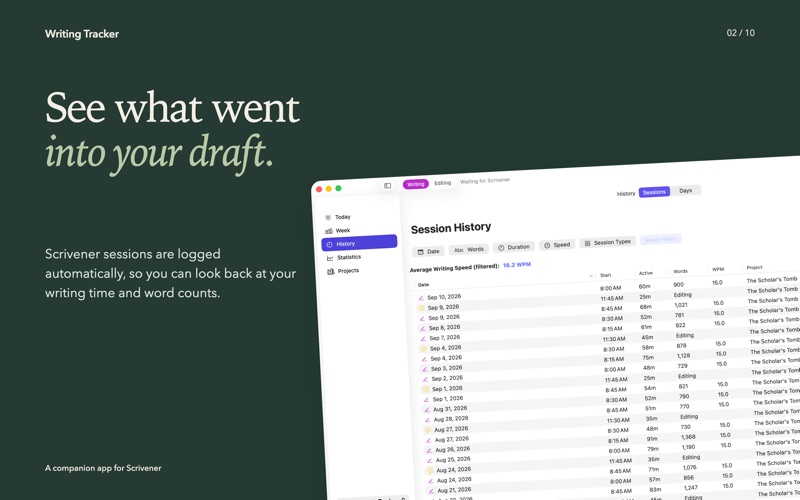Writing Tracker for Scrivener screenshot 2