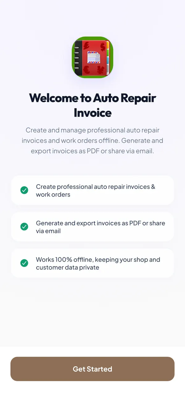 Screenshot #1 pour Auto Repair Invoice