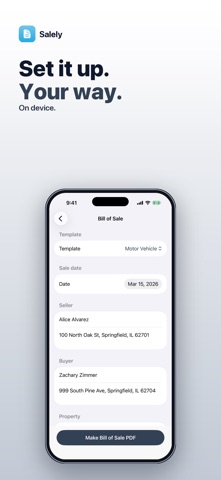 Salely: Bill of Sale iPhone screenshot