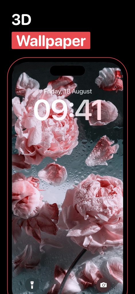WallpX iPhone Wallpapers 17 4K - This app offers stunning 3D wallpapers, showcasing a realistic floral design complete with intricate water droplets and impressive depth.
