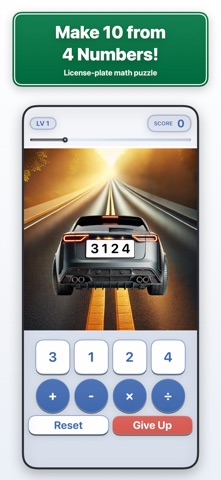 Make 10! License Plate Math iPhone screenshot