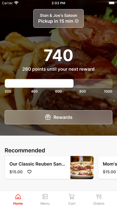 Stan and Joe's Saloon To Go iPhone screenshot 1 - Food & Drink app