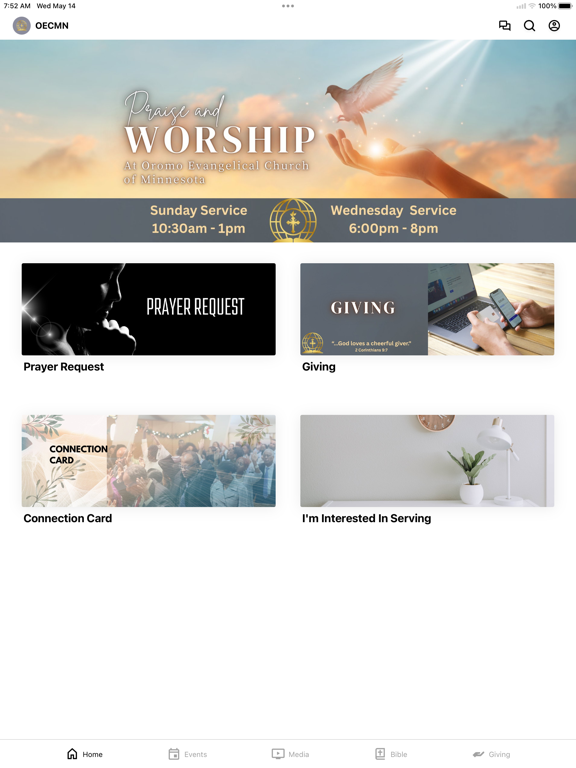 Oromo Evangelical Church of MN iPad screenshot 1 - Education app