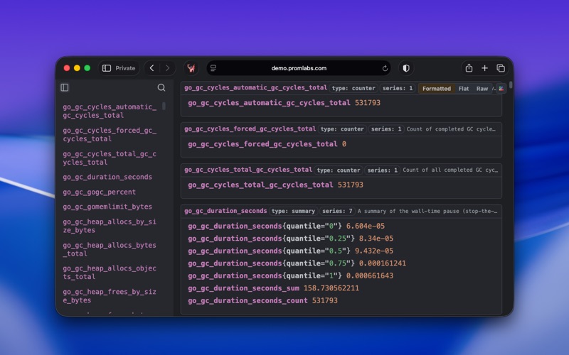 Prometheus Formatter screenshot