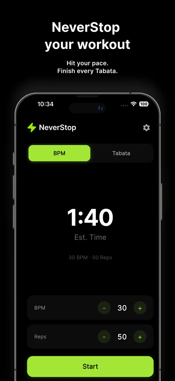 Screenshot #1 pour NeverStop: Workout Timer