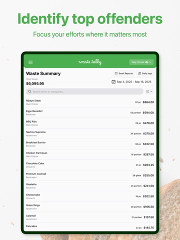 Waste Tally - For Restaurants iPad screenshot