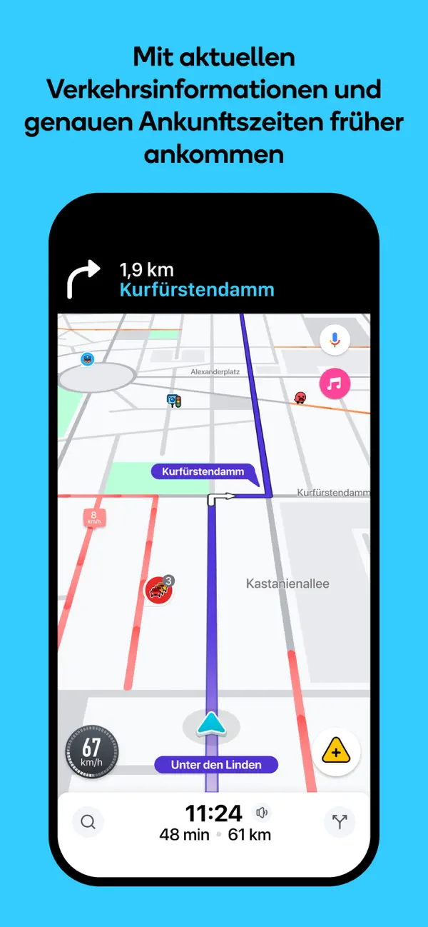 Waze Navigation & Live Traffic iPhone App Screenshot 1 – Navigation