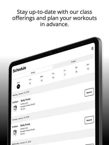 Bungee Fitness Studio iPad screenshot