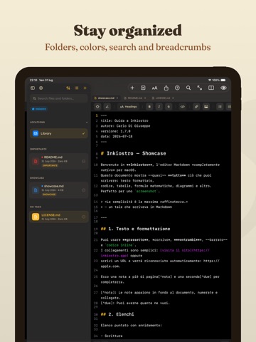Inkiostro: Markdown Editor iPad screenshot