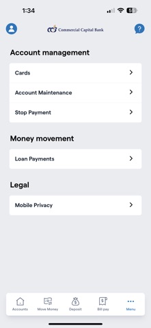 Commercial Capital Bank iPhone screenshot