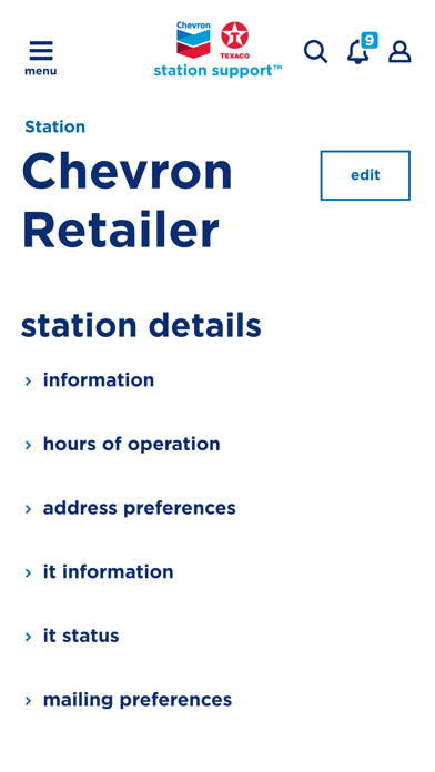 Chevron Texaco Station Support Screenshot