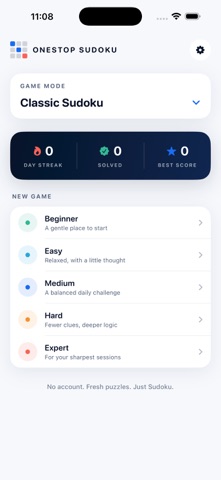 OneStop Sudoku iPhone screenshot