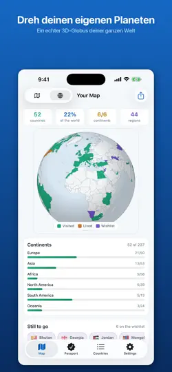 Screenshot von Weltkarte: Länder Besucht auf dem iPhone 5