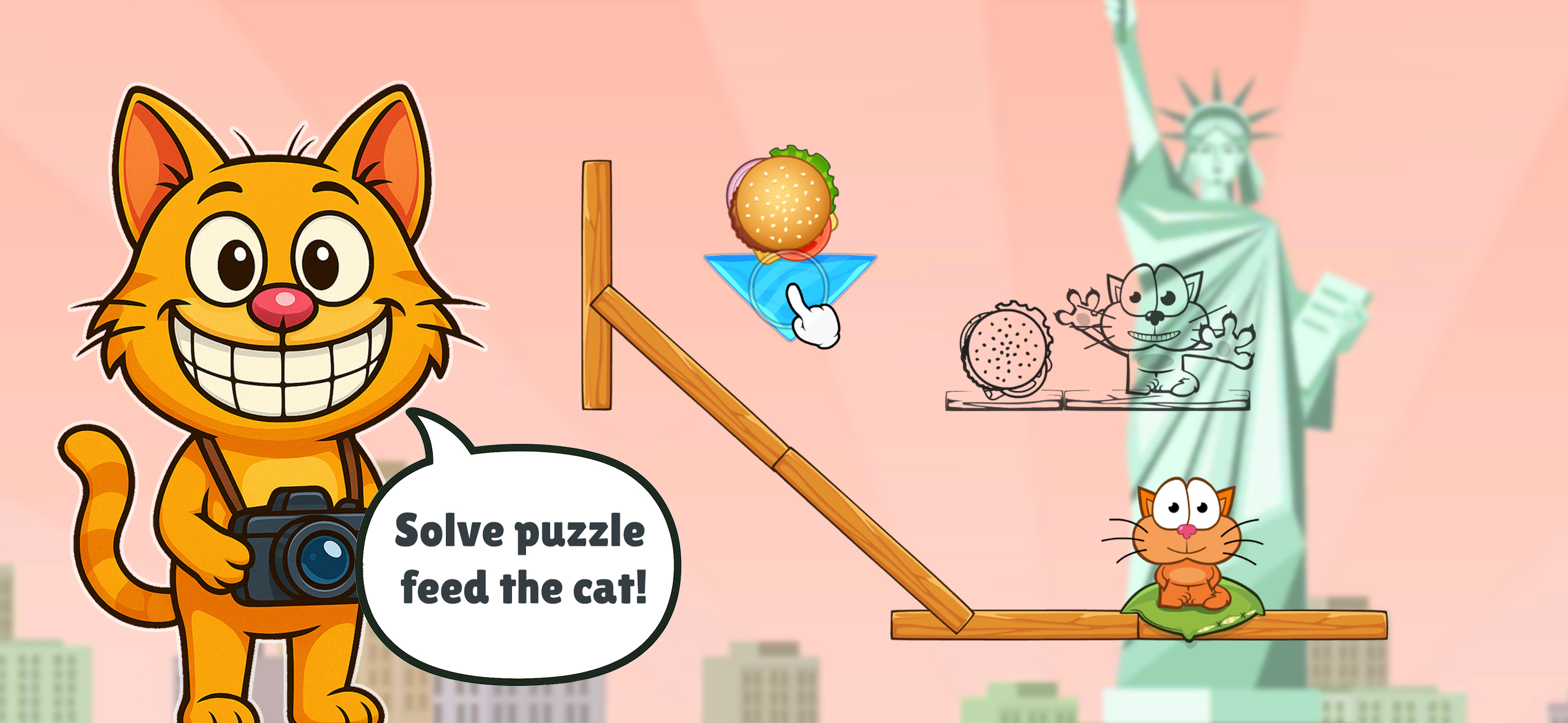 Hungry cat: puzzle for family