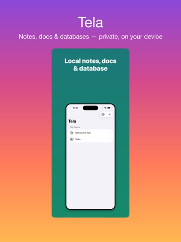 Tela: Notes, Docs & DB iPad screenshot