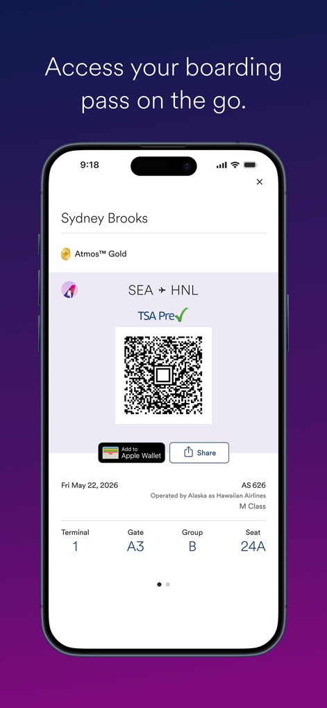 Alaska Hawaiian - 搭乗券にアクセス