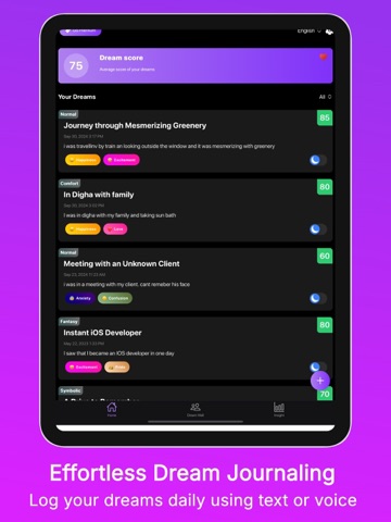 Dream Story AI Journal Meaning iPad screenshot