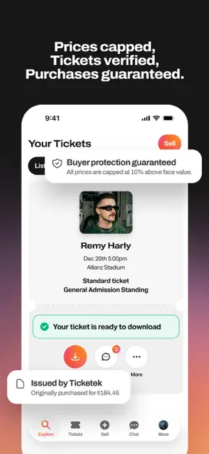 Tixel－Face Value Ticket Resale iPhone screenshot 2