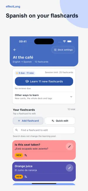 effectLang: Flashcards screenshot 1