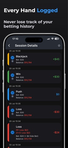 Blackjack Tracker: Analytics screenshot
