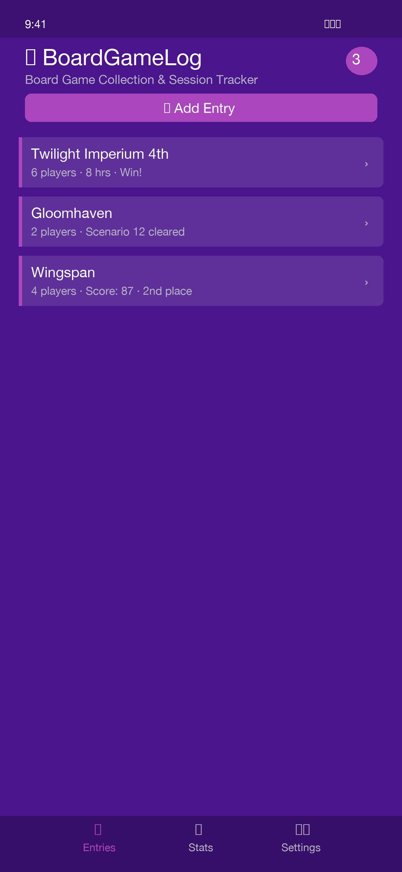 Screenshot 1 of BoardGameLog - Play Tracker