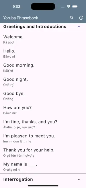 Yoruba Phrasebook screenshot 2