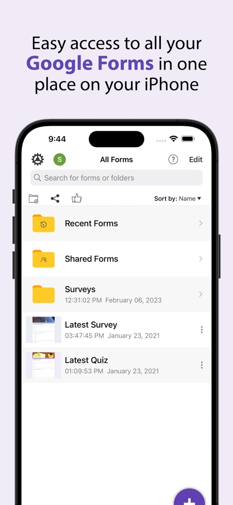 Form for Google Forms - L'application permet d'organiser et d'accéder facilement à tous les formulaires Google via une liste de formulaires intuitifs et une barre de recherche performante.