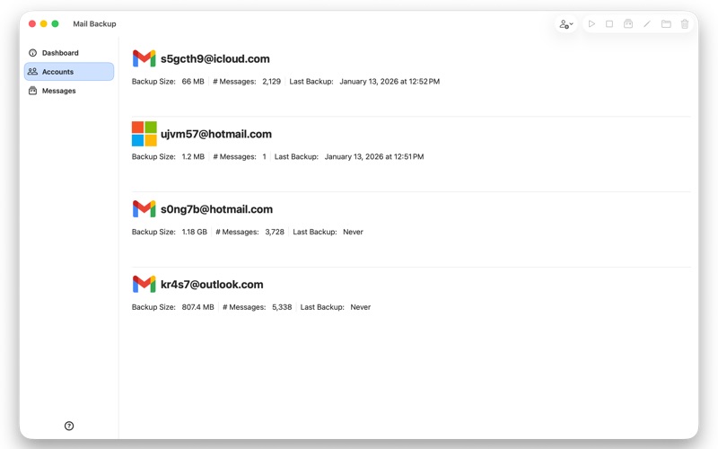 Mail Backup app screenshot 2