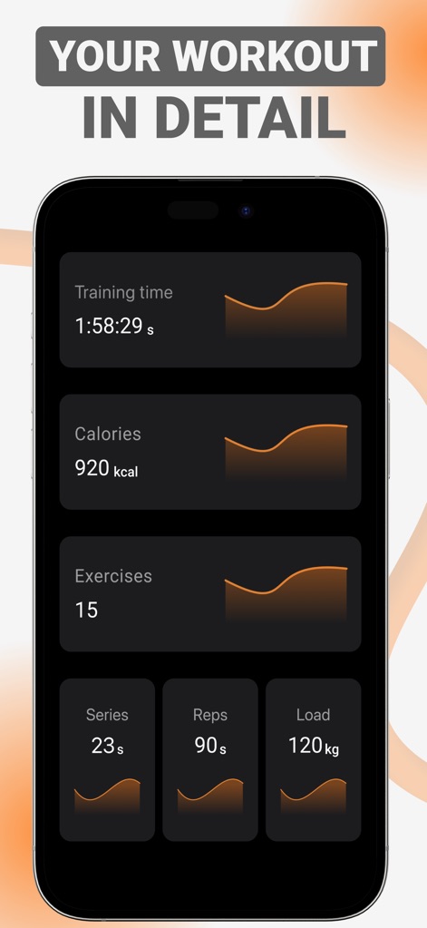 Gym WP - Workout Planner & Log - Gain clarity on training with granular workout performance metrics, including training time and calories burned, alongside comprehensive load and repetition analysis.
